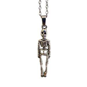 New Skeleton Pendant Necklace With 18" Stainless Chain Gothic Whimsygoth Gift